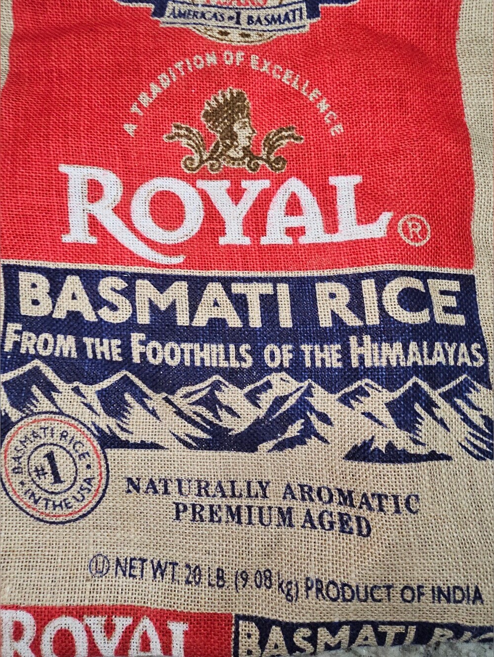 Royal Basmati Burlap Rice Tote Bag Reusable Eco Friendly - Picture 3 of 12